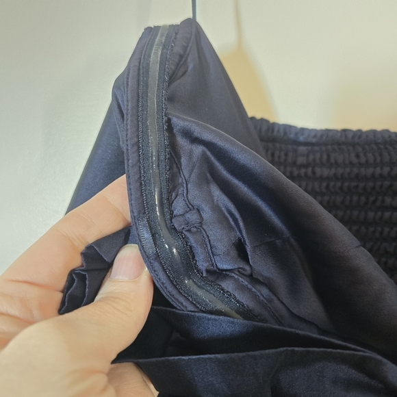 NWT BHLDN Anthropologie Livia Strapless Bow Tent Mini Dress in Navy Blue… - Picture 6 of 10